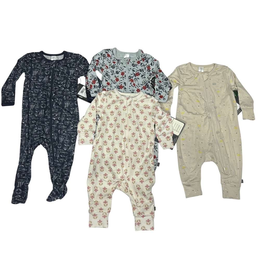 Modern Moments by Gerber Baby Sleepers 4-Pack Viscose Blend Floral Star 3-6M New